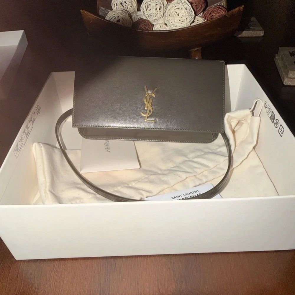 Saint Laurent Metallic Gray Crossbody Bag - Picture 1 of 6